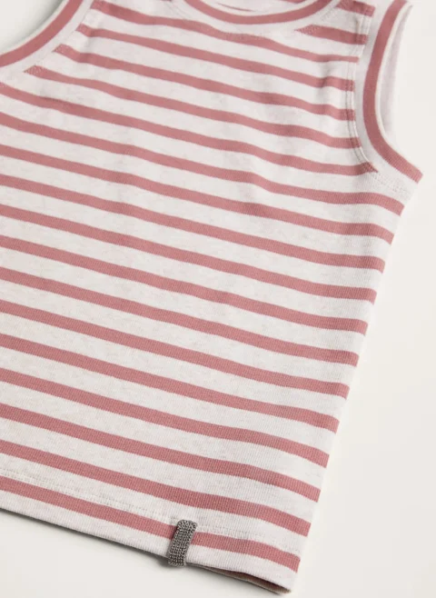 Рипсен топ с раран принт Brunello Cucinelli Kids — снимка 3