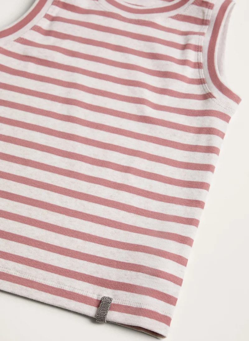 Рипсен топ с раран принт Brunello Cucinelli Kids — снимка 3