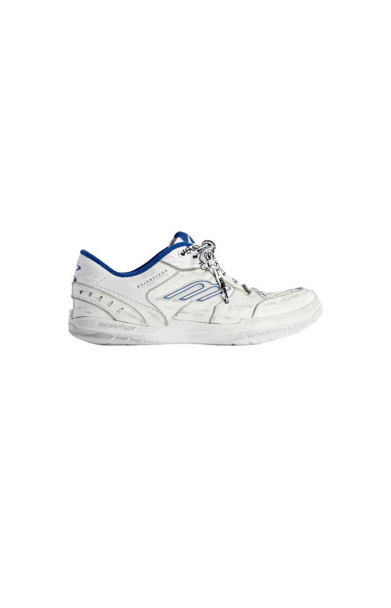 Hamptons Worn-Out Sneaker in White/dark Blue/grey