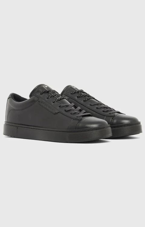 Dark blue leather sneakers — снимка 2