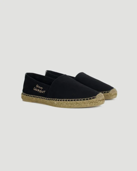 Embroidered Espadrilles in Black Canvas — снимка 2