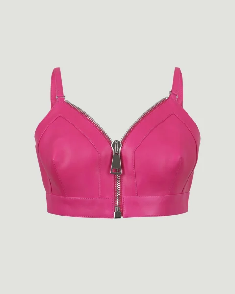 Leather Top in Pink