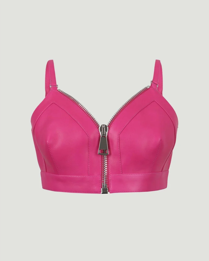 Leather Top in Pink