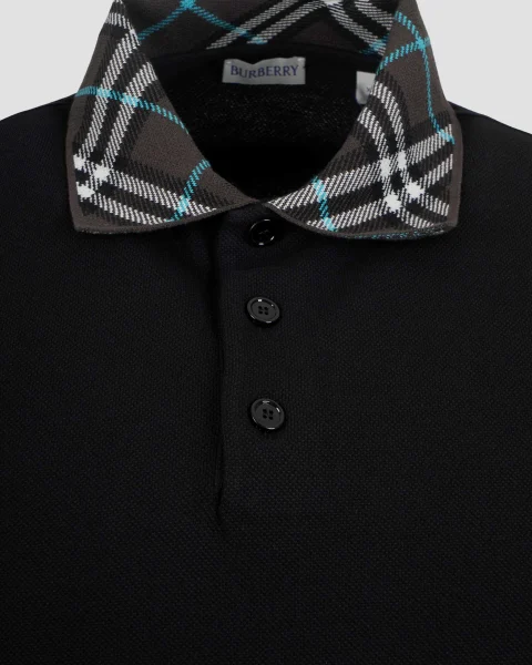 Cotton Polo Shirt in Black — снимка 2