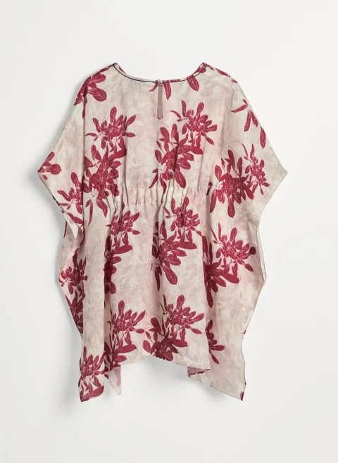 Пончо от лен с монили Brunello Cucinelli Kids 8-10 — снимка 5