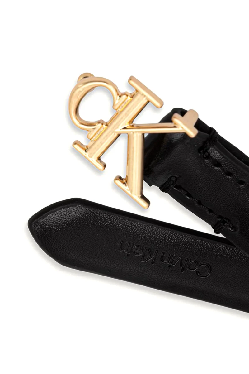 Колан Round Ck Buckle Smooth LV04F7085G YIH ck black/antique light gold — снимка 2