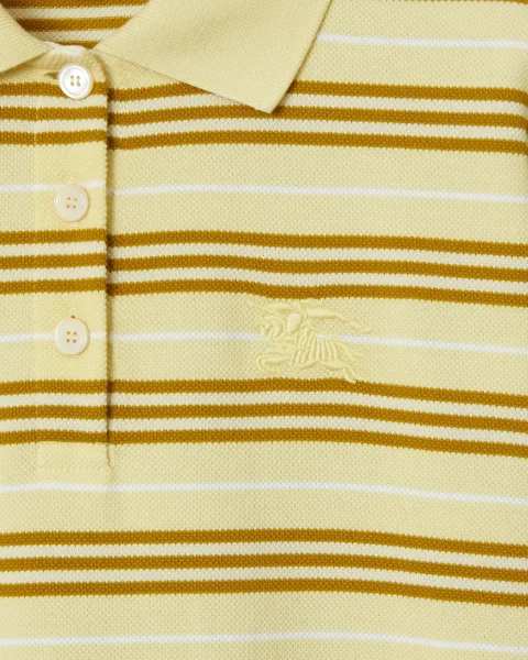 Striped Cotton Polo Shirt Dress in Alabaster — снимка 2