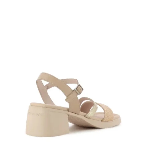 Дамски Сандали На Ток WONDERS – D-2304 MOAI TOSTADO/PLATINO/BEIGE — снимка 2