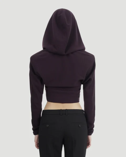 Cropped Hooded Top in Prune — снимка 3