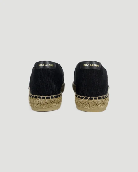 Embroidered Espadrilles in Black Canvas — снимка 4