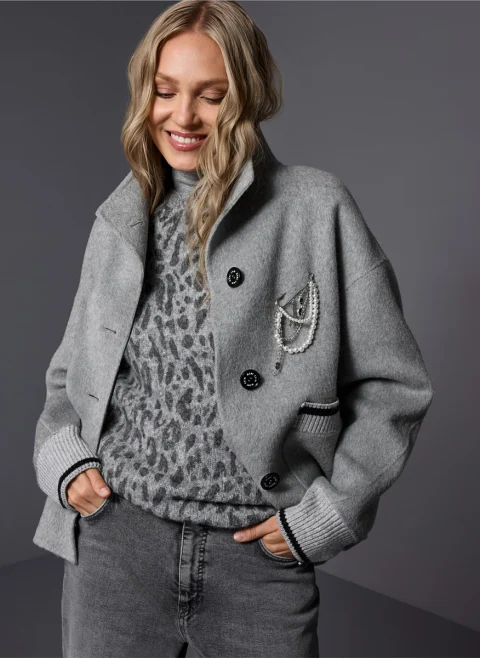 Яке от вълна с контрастни детайли Marc Cain Sports — снимка 7