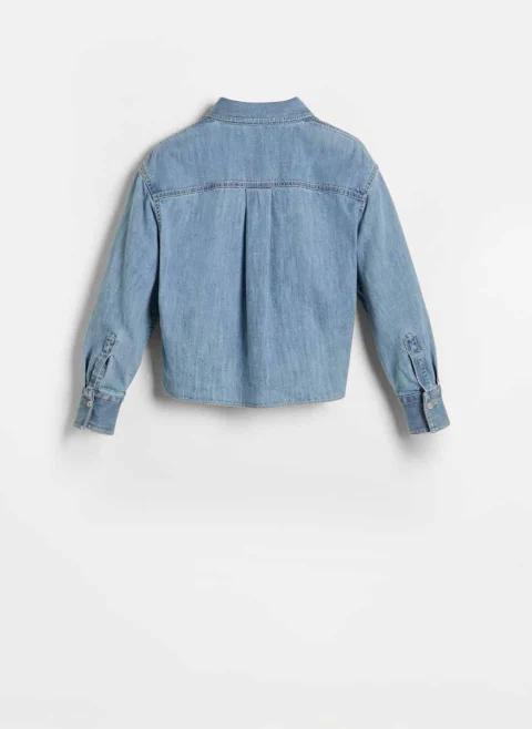 Риза от деним с монили Brunello Cucinelli Kids 8-10 — снимка 2