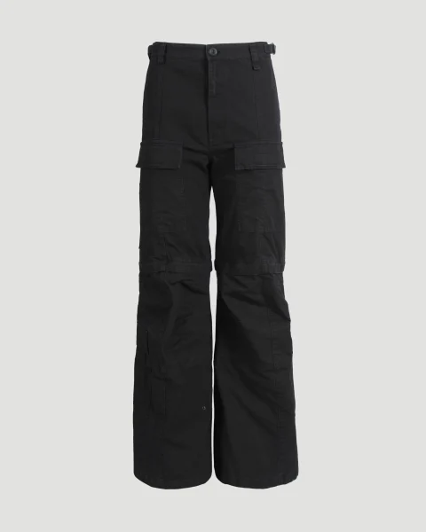Flared Cargo Pants in Black