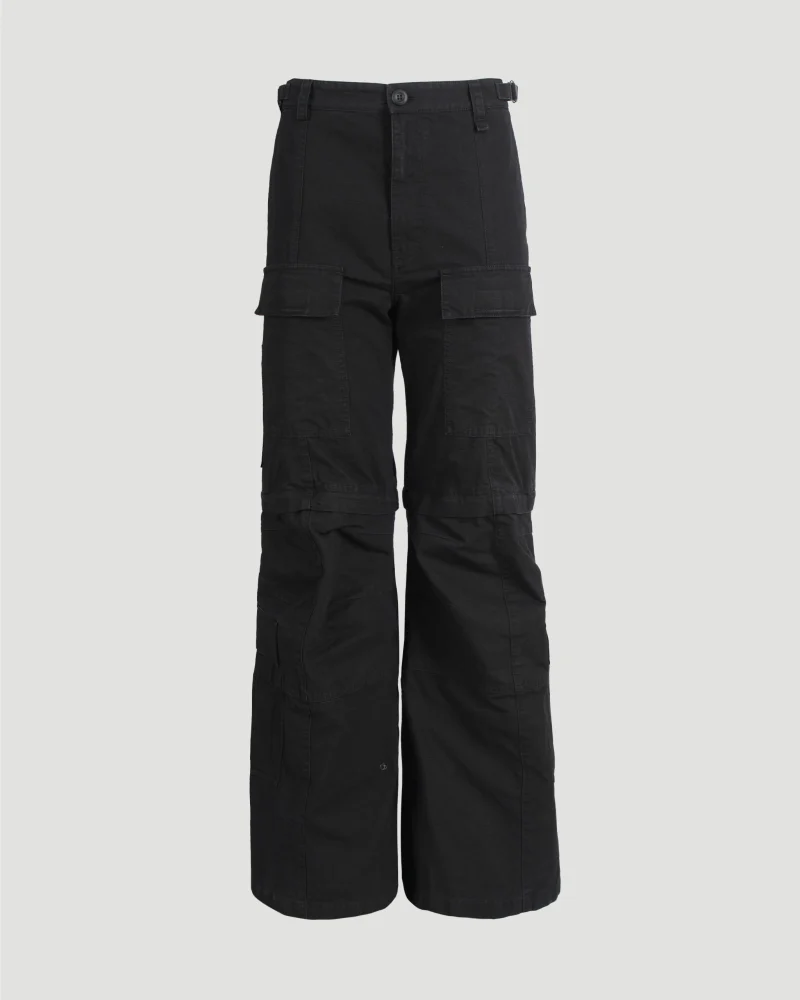 Flared Cargo Pants in Black