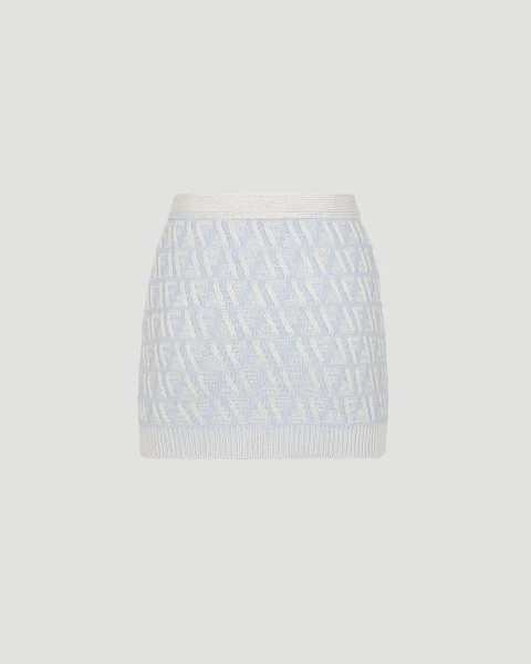 Light Blue FF Cashmere and Wool Mini Skirt — снимка 2