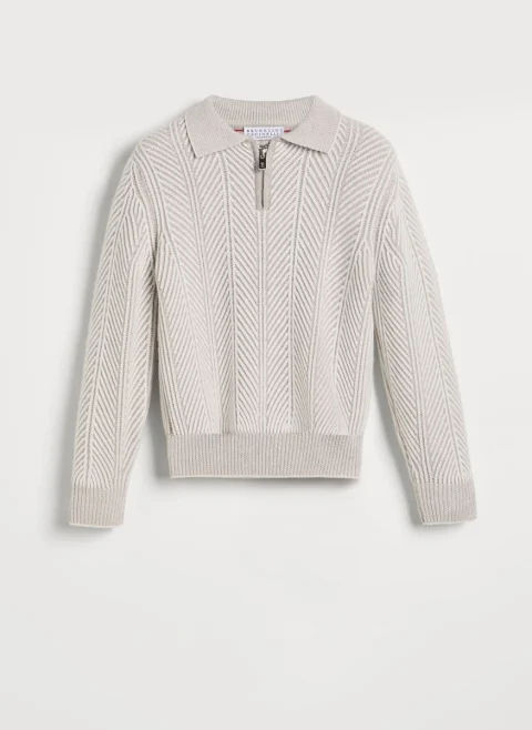 Пуловер от кашмир 'Vanisé chevron' Brunello Cucinelli Kids 8-10