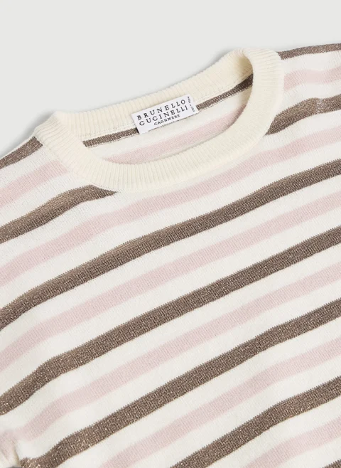 Раиран пуловер от фина вълна и кашмир Brunello Cucinelli Kids 4-6 — снимка 3
