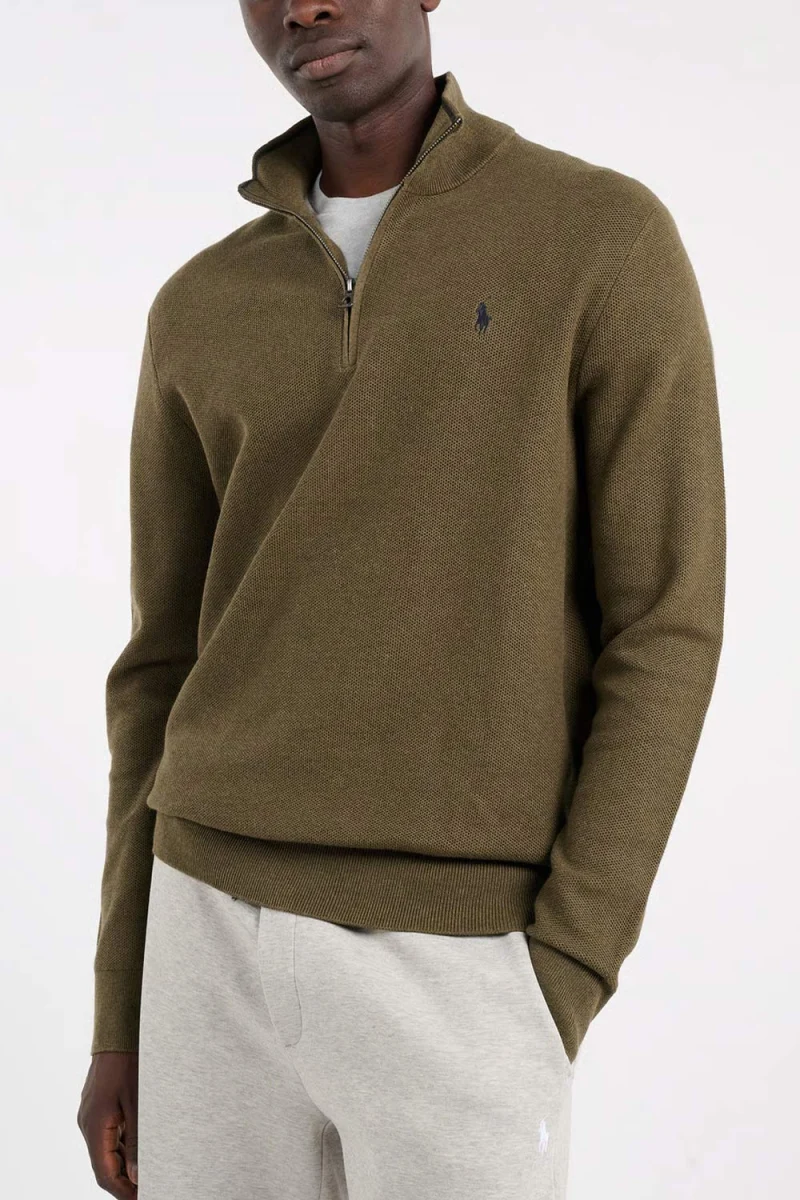 Плетено 32/2 Cotton-Half Zip 710B18060010 300 green — снимка 2