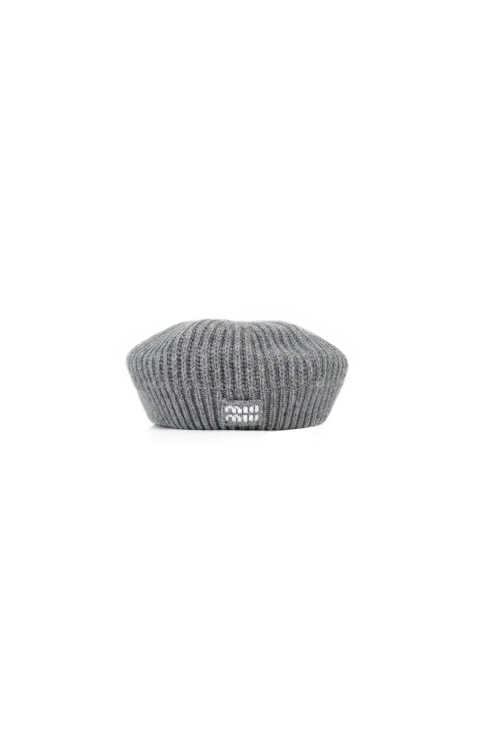 Logo-Embroidered Ribbed-Knit Beret