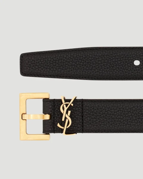 Cassandre Belt with Square Buckle in Grained Leather — снимка 2