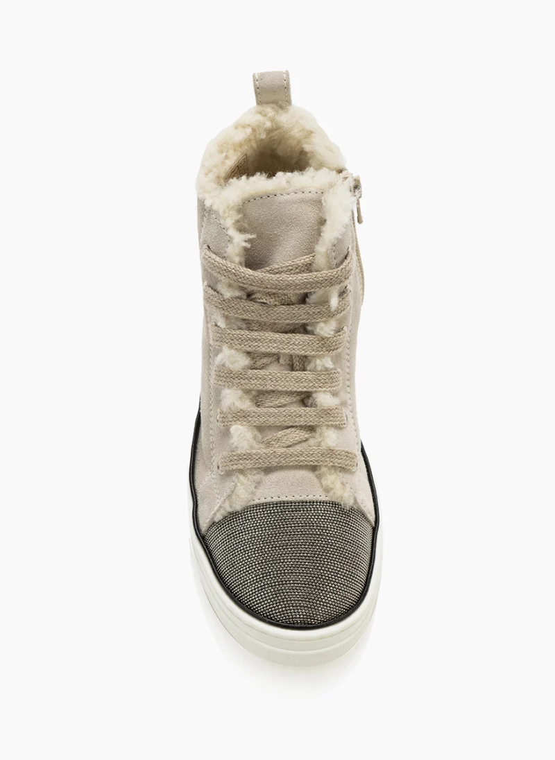 Велурени кецове с монили Brunello Cucinelli Kids — снимка 5