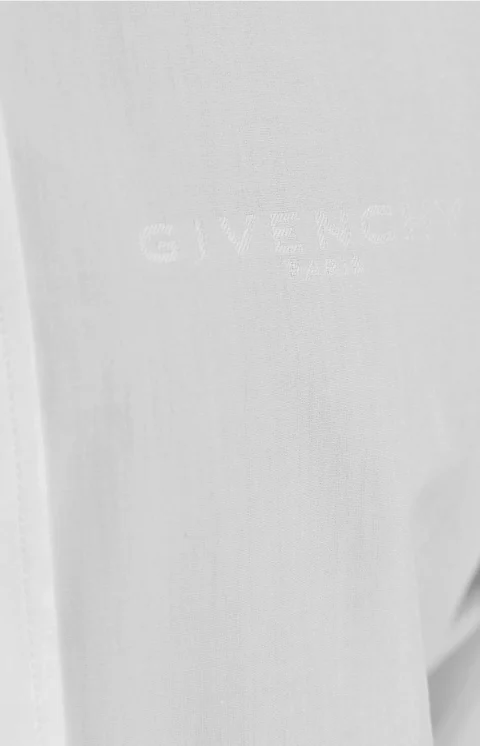 Slim Fit Shirt in White Poplin with Givenchy Embroidery — снимка 2