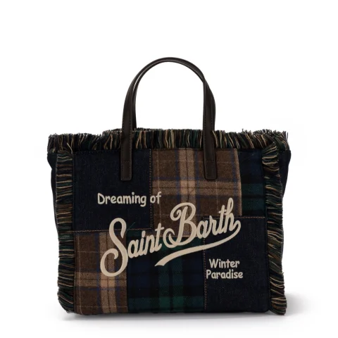 Дамска чанта с каре деним Colette Wool SAINT BARTH