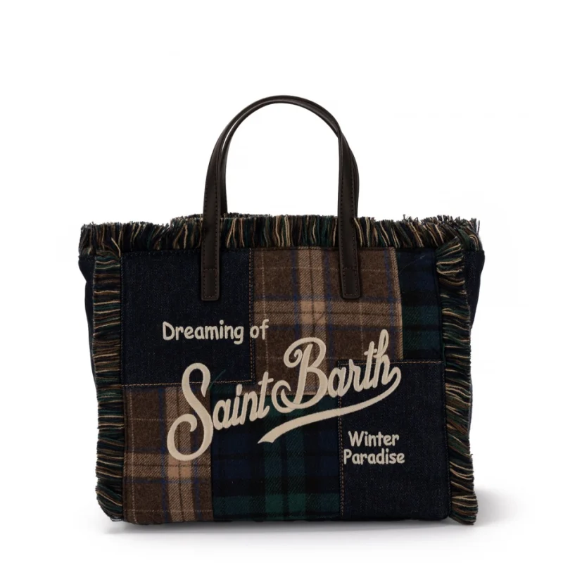 Дамска чанта с каре деним Colette Wool SAINT BARTH