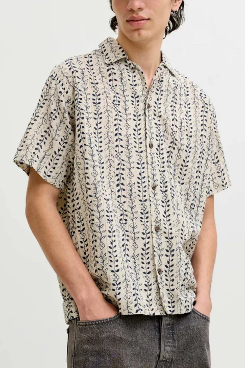 Риза Jprblulyon Print Dobby S/S 12291968 14-4500 TCX moonstruck — снимка 2