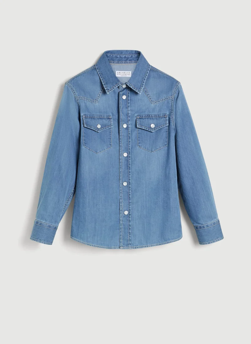 Риза от деним Brunello Cucinelli Kids 6