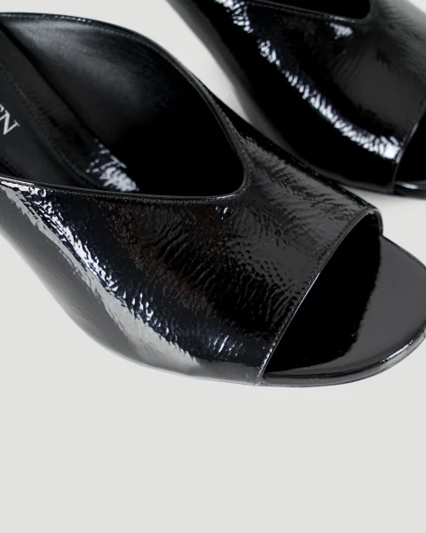 Leather Mule Sandals in Black — снимка 2