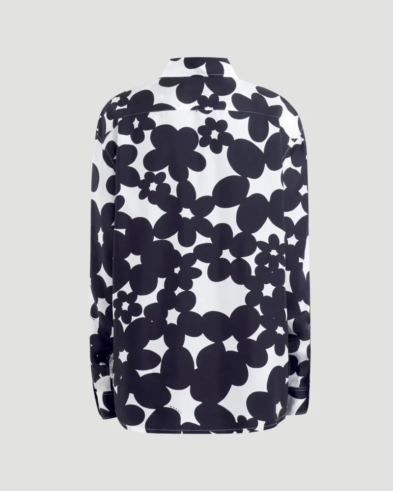 Black and White Shirt with Dillies Print — снимка 2