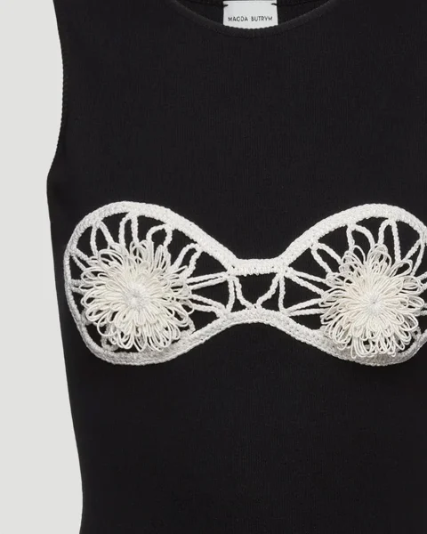 Crochet Bra Tank Top in Black — снимка 3
