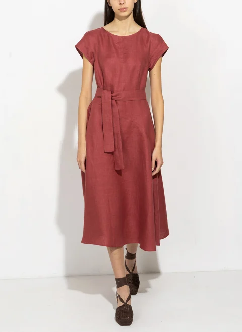 Миди рокля от 100% лен Weekend Max Mara Wkdesordio — снимка 9