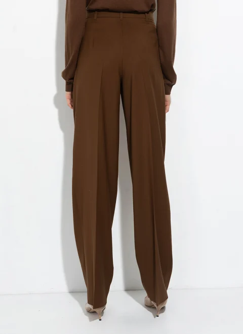 Панталон от фина вълна с колан Max Mara Studio Mstbacio — снимка 3