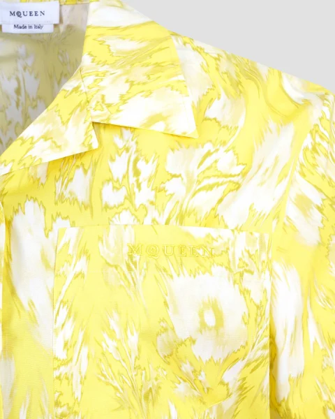 Warped Floral Hawaiian Shirt in Yellow — снимка 3
