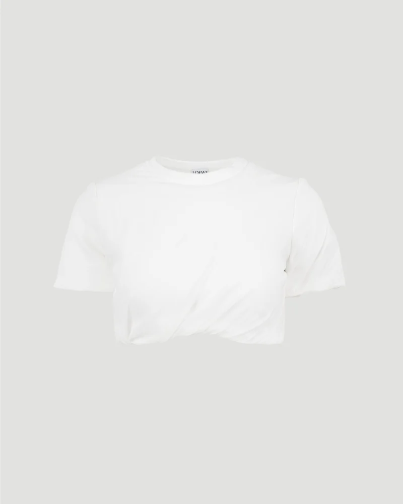 Padded Crop Top in Stretch Silk Chiffon