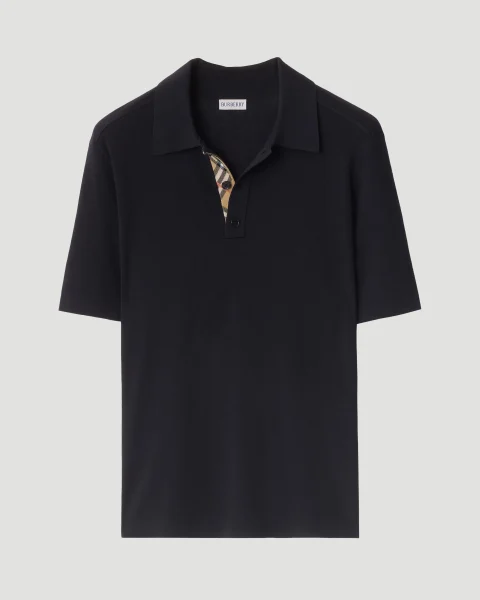 Wool Polo Shirt in Navy