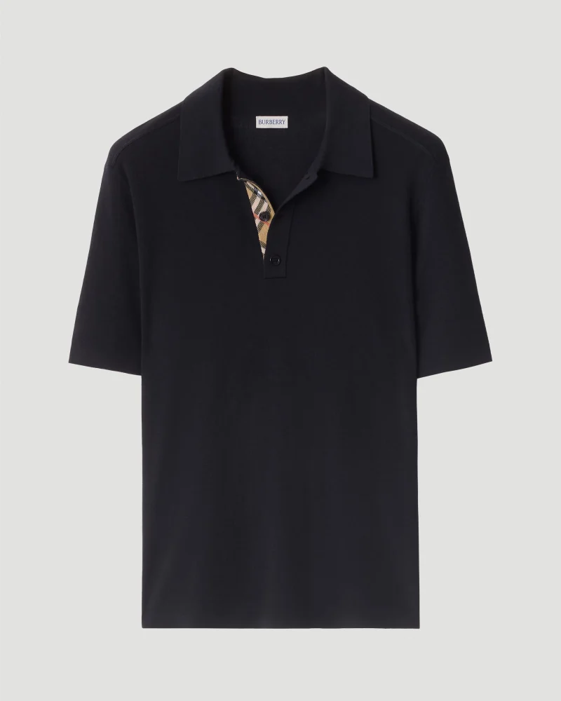 Wool Polo Shirt in Navy