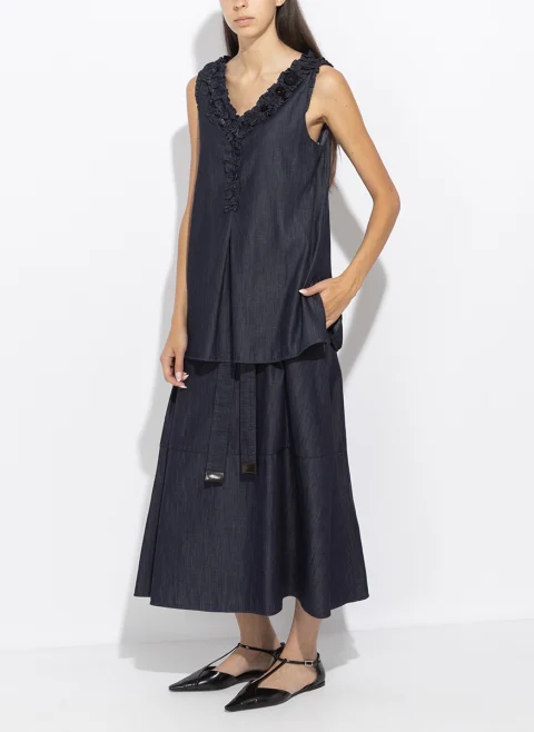 Топ от деним с рюш детайли 'S Max Mara Stmpiuma — снимка 2
