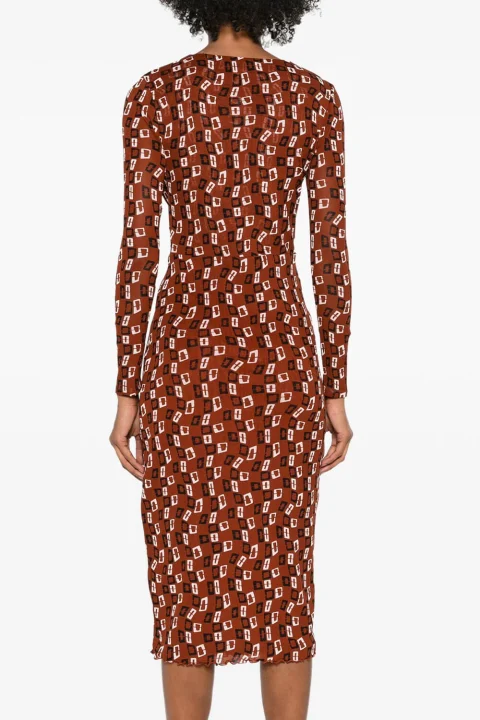 Рокля Charlotte DVFDL2S017CSBRS C5987 chain spots brown sm — снимка 2