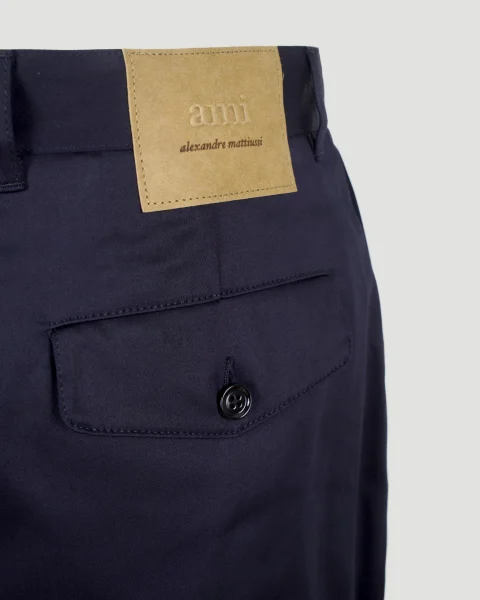 Cotton Carrot Oversized Trousers in Navy Blue — снимка 4