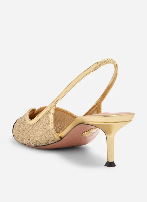 Обувки на ток с метален ефект 'Gia' Aquazzura — снимка 3
