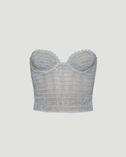 Crochet Bustier Top in Light Blue