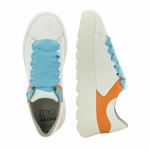 Дамски Сникърс GEOX – D45TCE 299 D SPHERICA EC4.1 WHITE/ORANGE — снимка 5