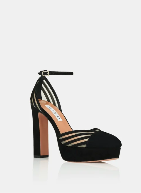 Велурени обувки на ток 'Alana Plateaus' Aquazzura — снимка 2
