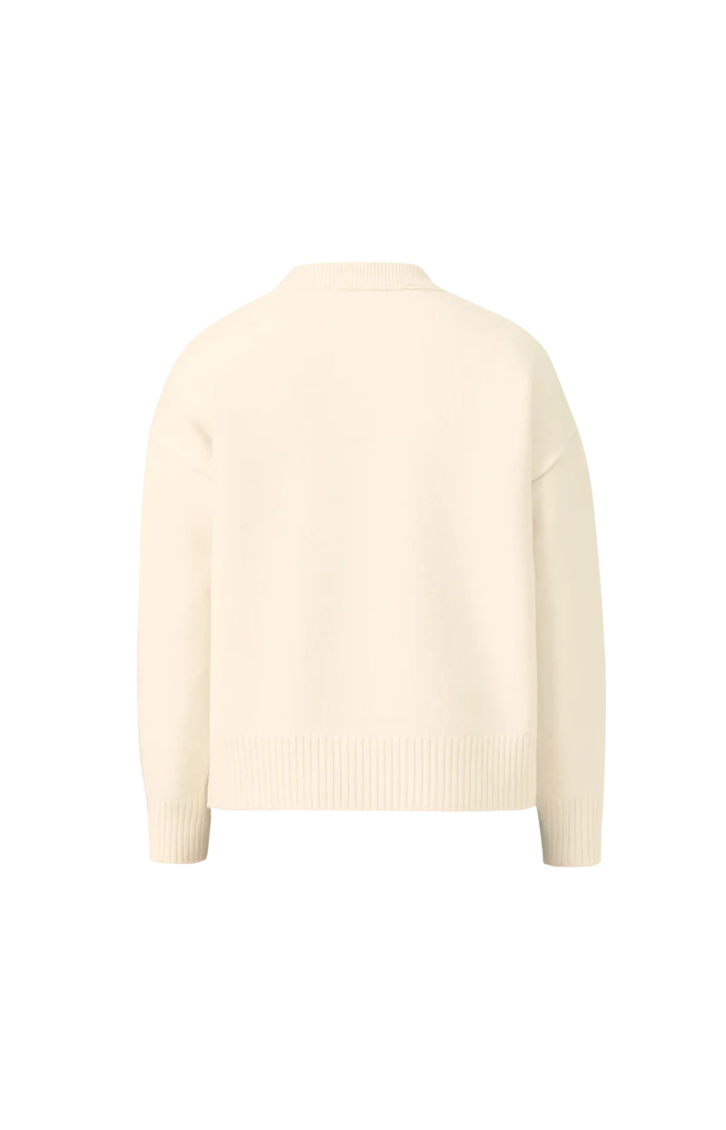 White Wool Ami de Coeur Crewneck Sweater — снимка 2