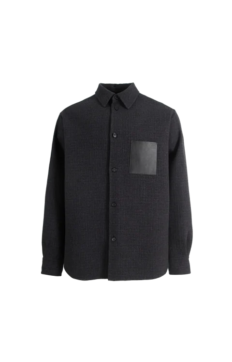 Wool Blend Overshirt in Dark Navy