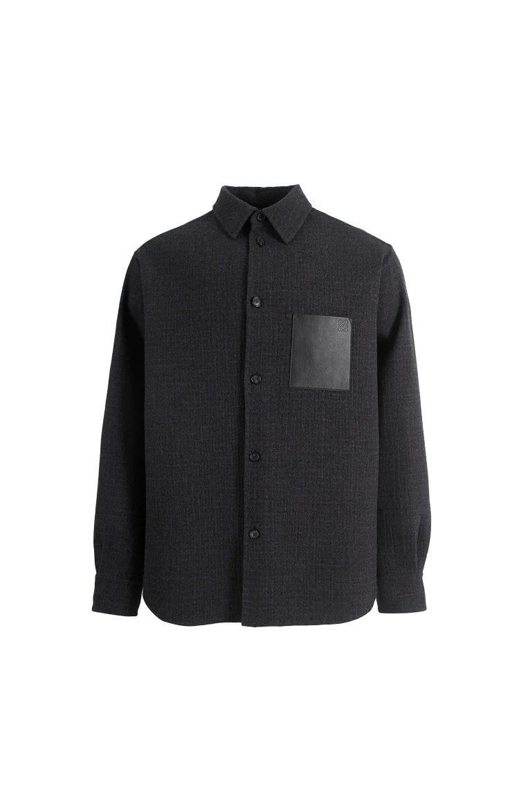 Wool Blend Overshirt in Dark Navy