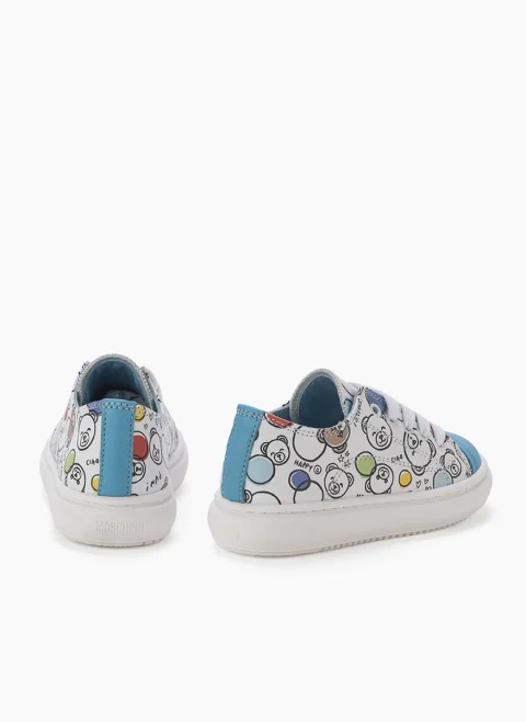 Кожени кецове с принт Moschino Kids — снимка 3